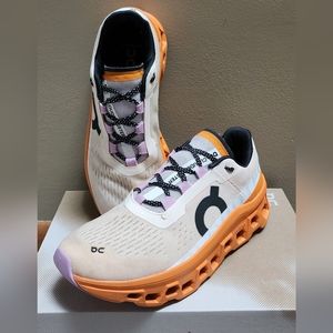 On Cloudmonster Fawn/Tumeric, women's 8